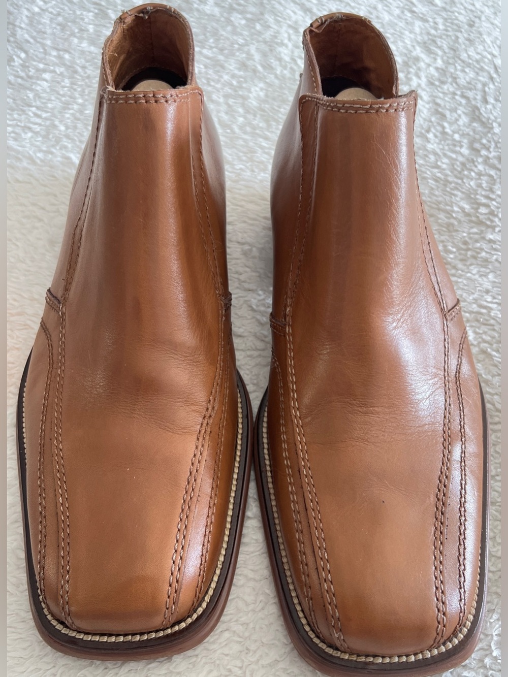 Aldo dress men’s camel-tan color slip-on square toe ankle boots size 10/43 - Picture 2 of 8